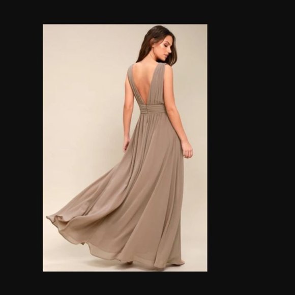 Lulu's Heavenly Hues Taupe Maxi Dress - Picture 3 of 6